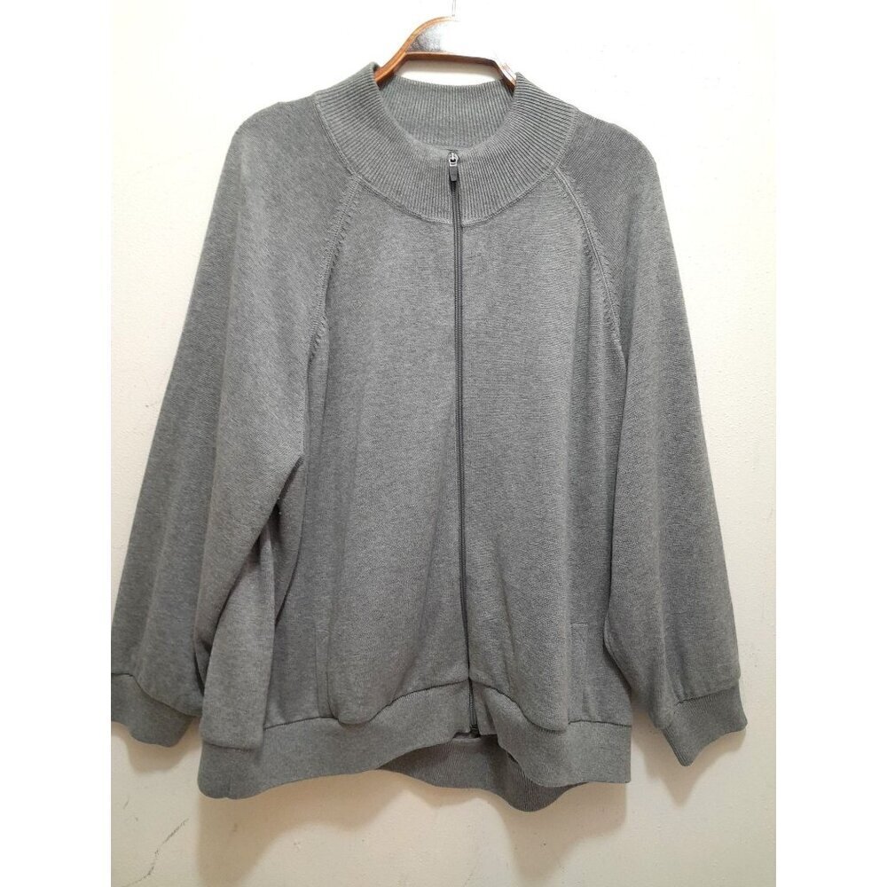 Lands End Mens Full Zip Heavyweight Warm Cardigan Gray Size 2XL
